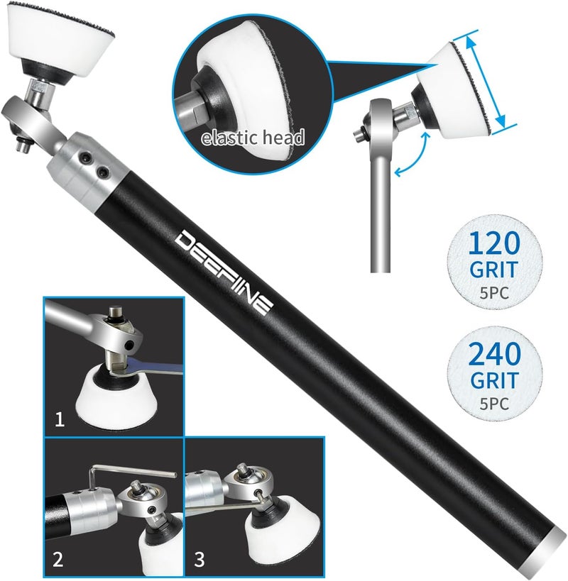 DEEFIINE Carbide Tip Wood Lathe Turning Tool set With Bowl Sander, Lathe Roughing and Finishing Hollowing Tool Interchangeable Aluminum Alloy Handle with 4pcs Carbide Inserts For Woodturning（Black） - Image 4
